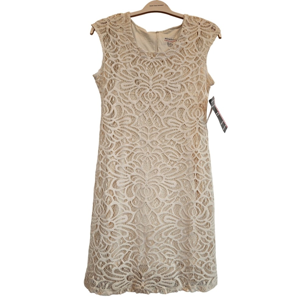 NWT! Miraclesuit Day Lace Sheath Dress Natural White Shapewear Easter Womens 6